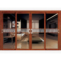 Woodwin Popular Product Double Tempered Glass Wood and Aluminium Sliding Door